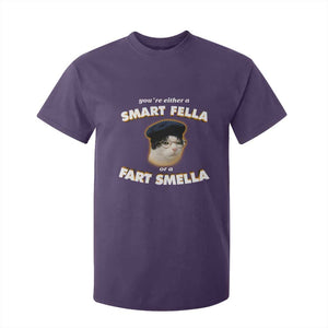 Funny Cat Farts Meme T Shirt For Kid You're Either A Smart Fella Or A Fart Smella TS12 Purple Print Your Wear