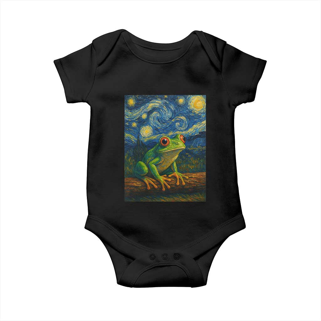 Funny Frog Baby Onesie Van Gogh Style Starry Night TS12 Black Print Your Wear