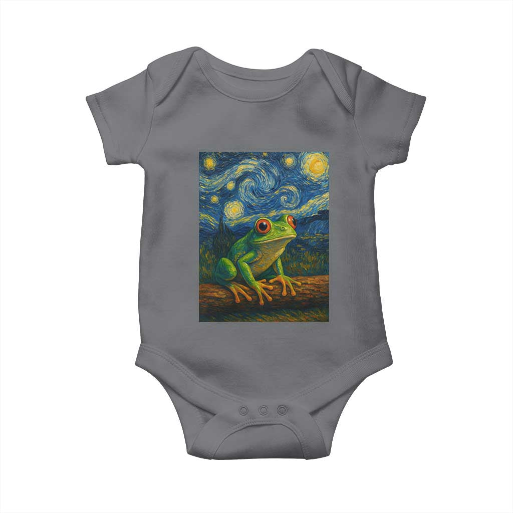 Funny Frog Baby Onesie Van Gogh Style Starry Night TS12 Charcoal Print Your Wear