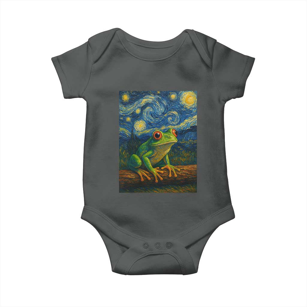 Funny Frog Baby Onesie Van Gogh Style Starry Night TS12 Dark Heather Print Your Wear