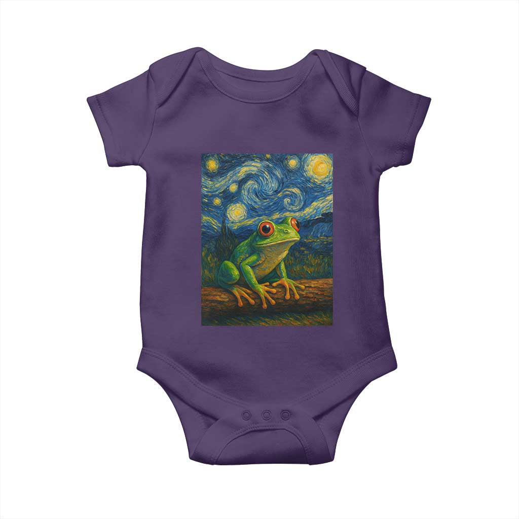 Funny Frog Baby Onesie Van Gogh Style Starry Night TS12 Purple Print Your Wear