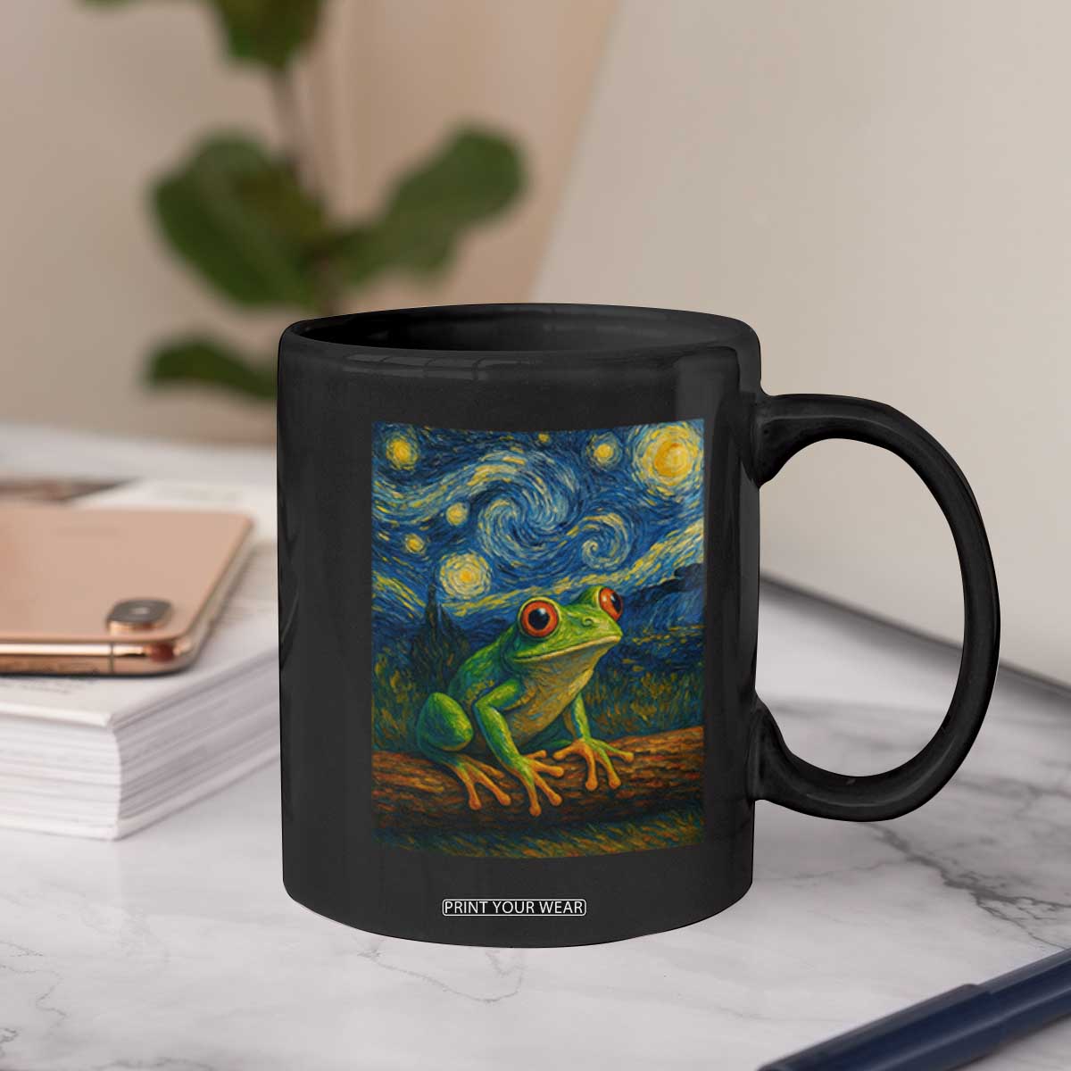 Funny Frog Coffee Mug Van Gogh Style Starry Night TS12 Print Your Wear
