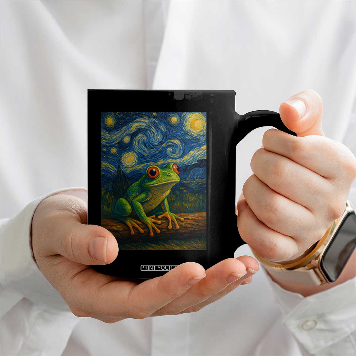 Funny Frog Coffee Mug Van Gogh Style Starry Night TS12 Print Your Wear