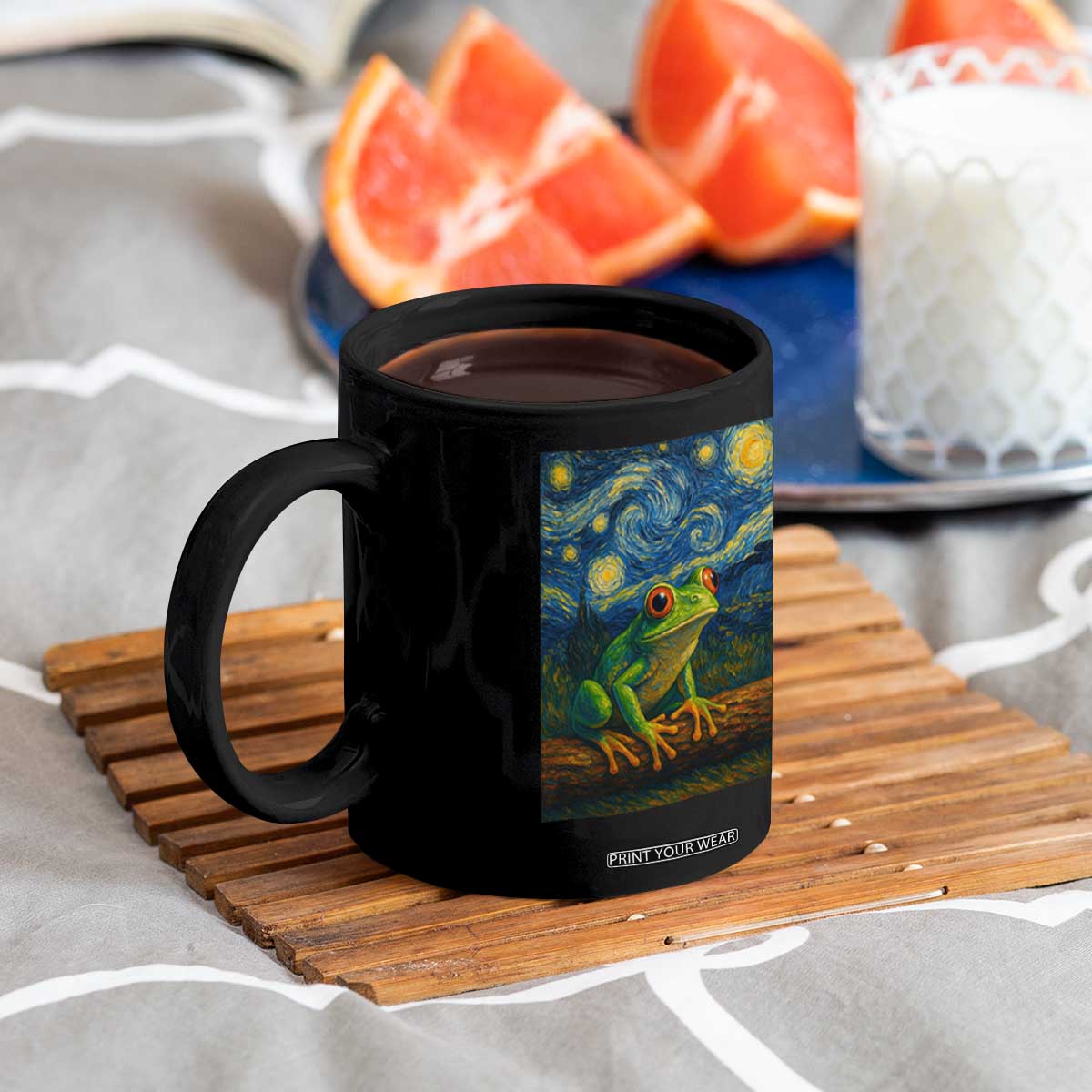 Funny Frog Coffee Mug Van Gogh Style Starry Night TS12 Print Your Wear