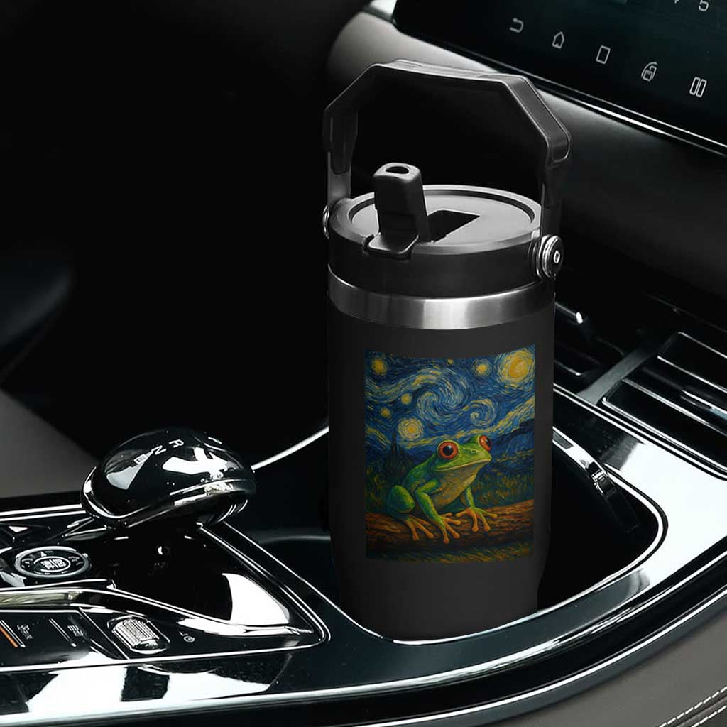 Funny Frog Flip Straw Tumbler Van Gogh Style Starry Night TS12 Print Your Wear