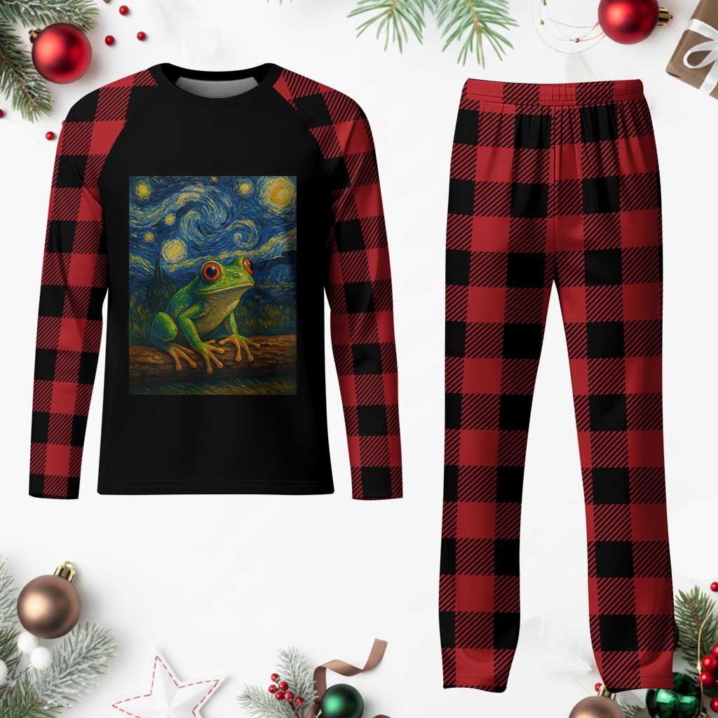 Funny Frog Plaid Pajama Set Van Gogh Style Starry Night TS12 Buffalo Plaid Print Your Wear