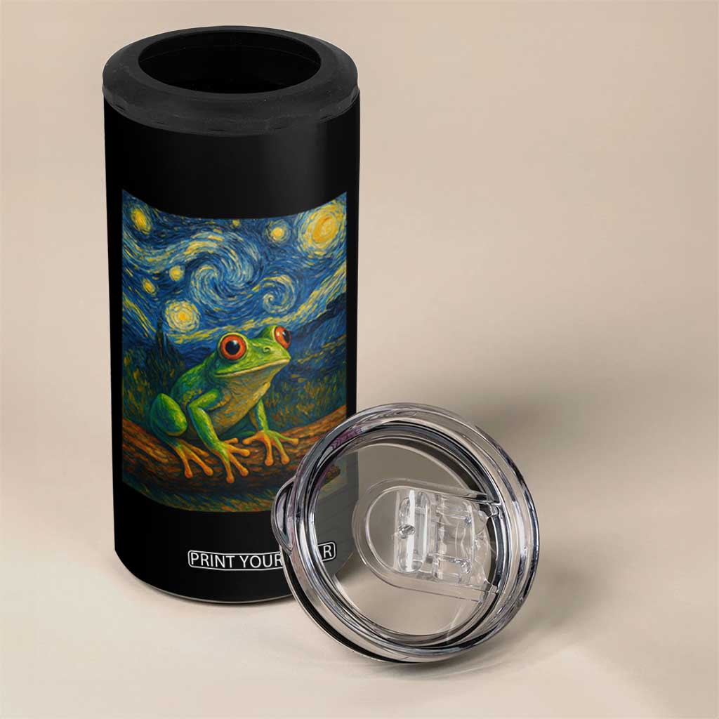 Funny Frog 4 in 1 Can Cooler Tumbler Van Gogh Style Starry Night TS12 Print Your Wear