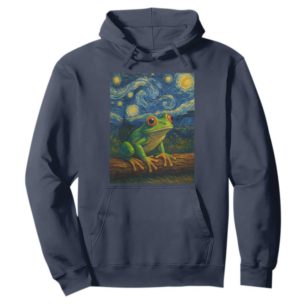 Funny Frog Hoodie Van Gogh Style Starry Night TS12 Navy Print Your Wear