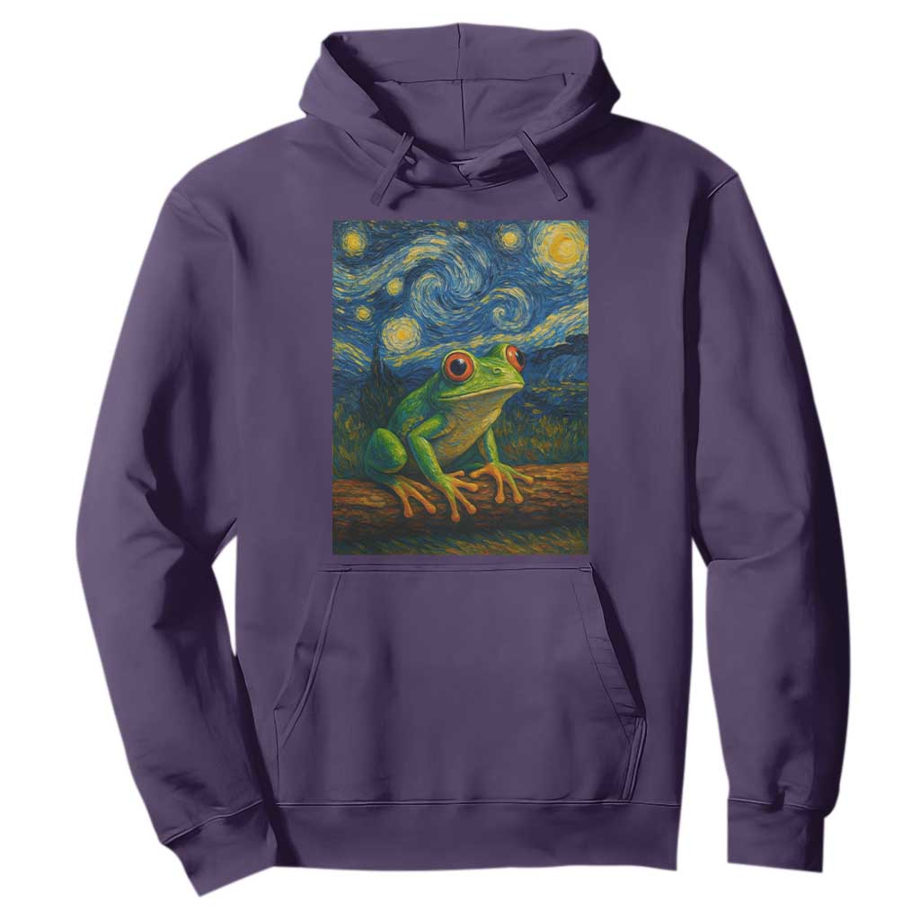 Funny Frog Hoodie Van Gogh Style Starry Night TS12 Purple Print Your Wear