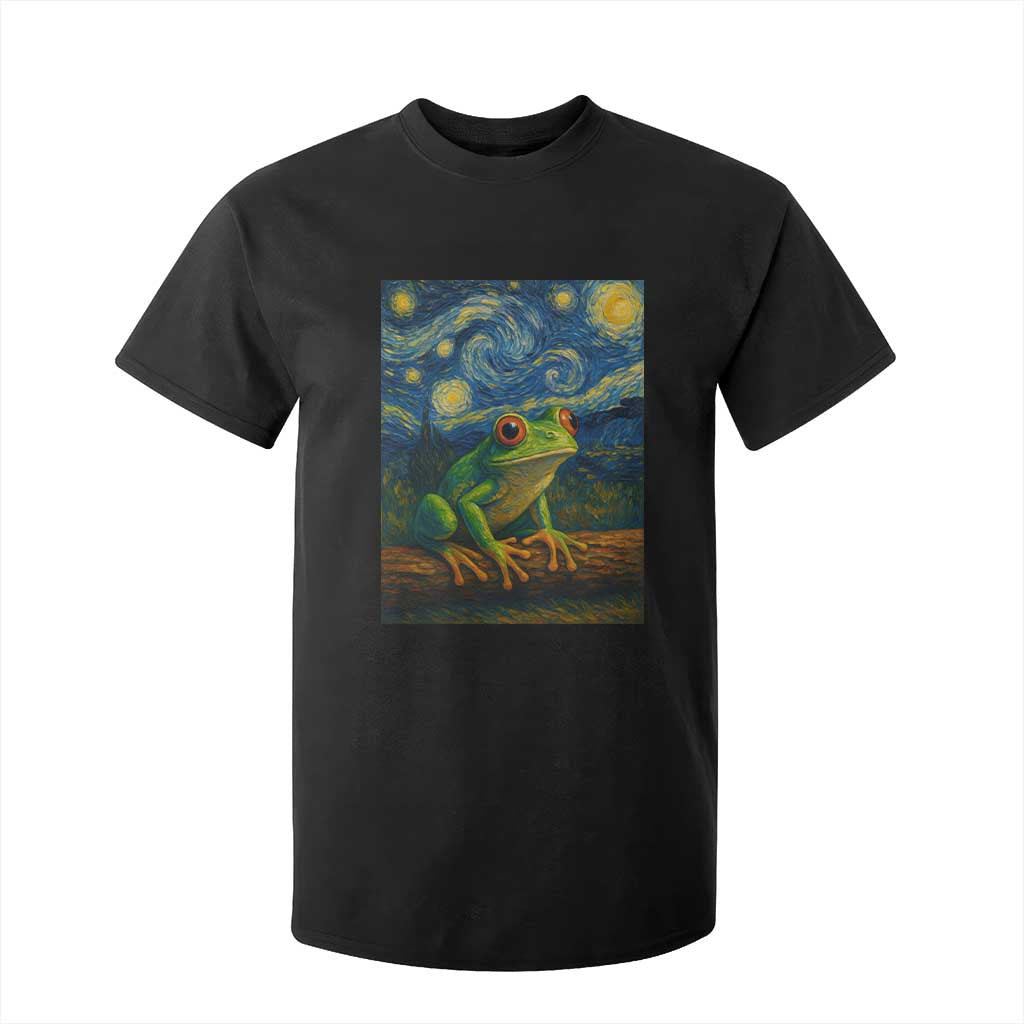 Funny Frog T Shirt For Kid Van Gogh Style Starry Night TS12 Black Print Your Wear
