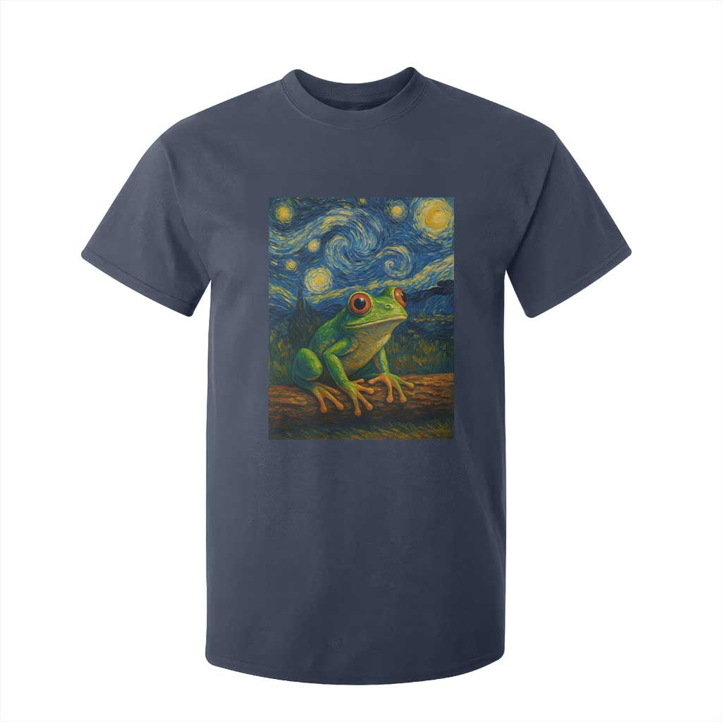 Funny Frog T Shirt For Kid Van Gogh Style Starry Night TS12 Navy Print Your Wear