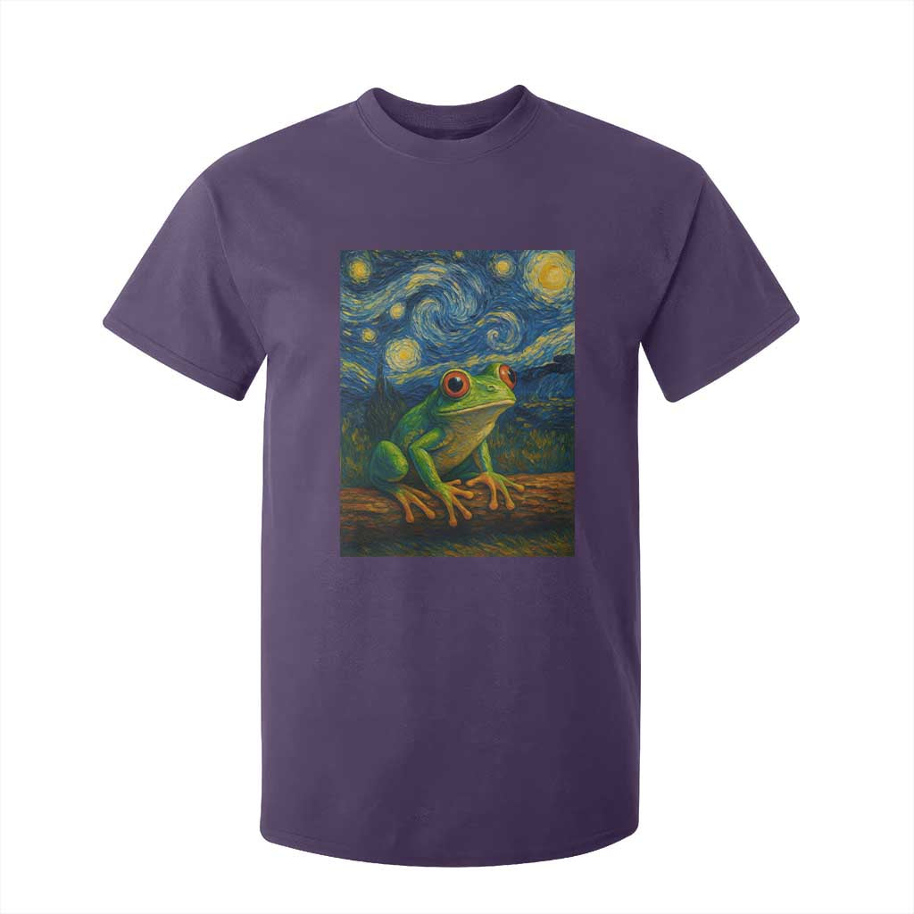 Funny Frog T Shirt For Kid Van Gogh Style Starry Night TS12 Purple Print Your Wear