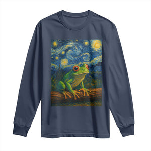 Funny Frog Long Sleeve Shirt Van Gogh Style Starry Night TS12 Navy Print Your Wear
