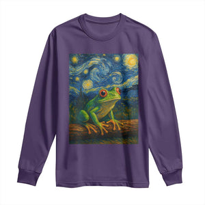 Funny Frog Long Sleeve Shirt Van Gogh Style Starry Night TS12 Purple Print Your Wear