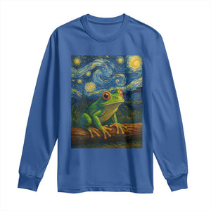 Funny Frog Long Sleeve Shirt Van Gogh Style Starry Night TS12 Royal Blue Print Your Wear
