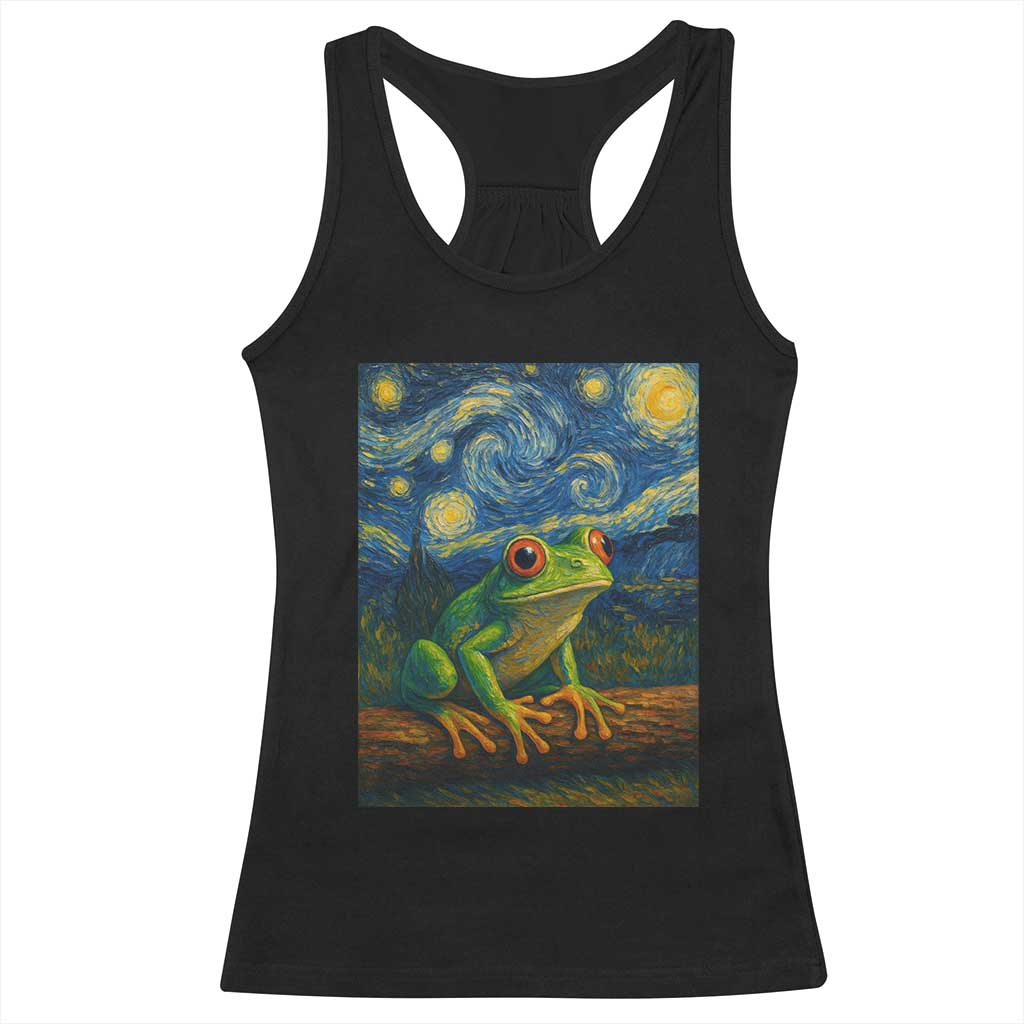 Funny Frog Racerback Tank Top Van Gogh Style Starry Night TS12 Black Print Your Wear