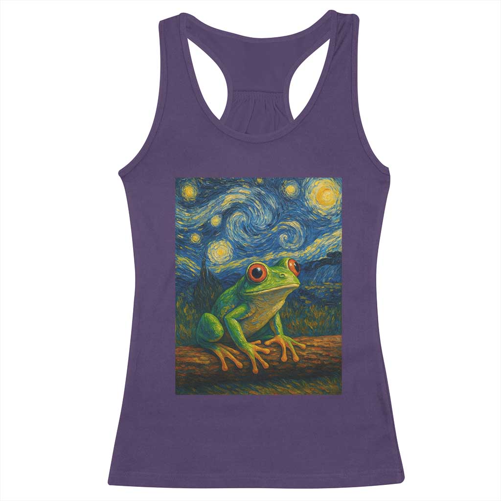 Funny Frog Racerback Tank Top Van Gogh Style Starry Night TS12 Purple Print Your Wear