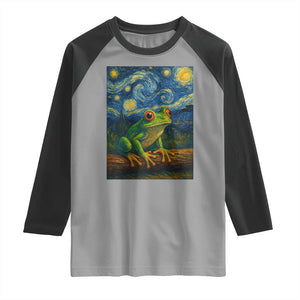 Funny Frog Raglan Shirt Van Gogh Style Starry Night TS12 Sport Gray Black Print Your Wear