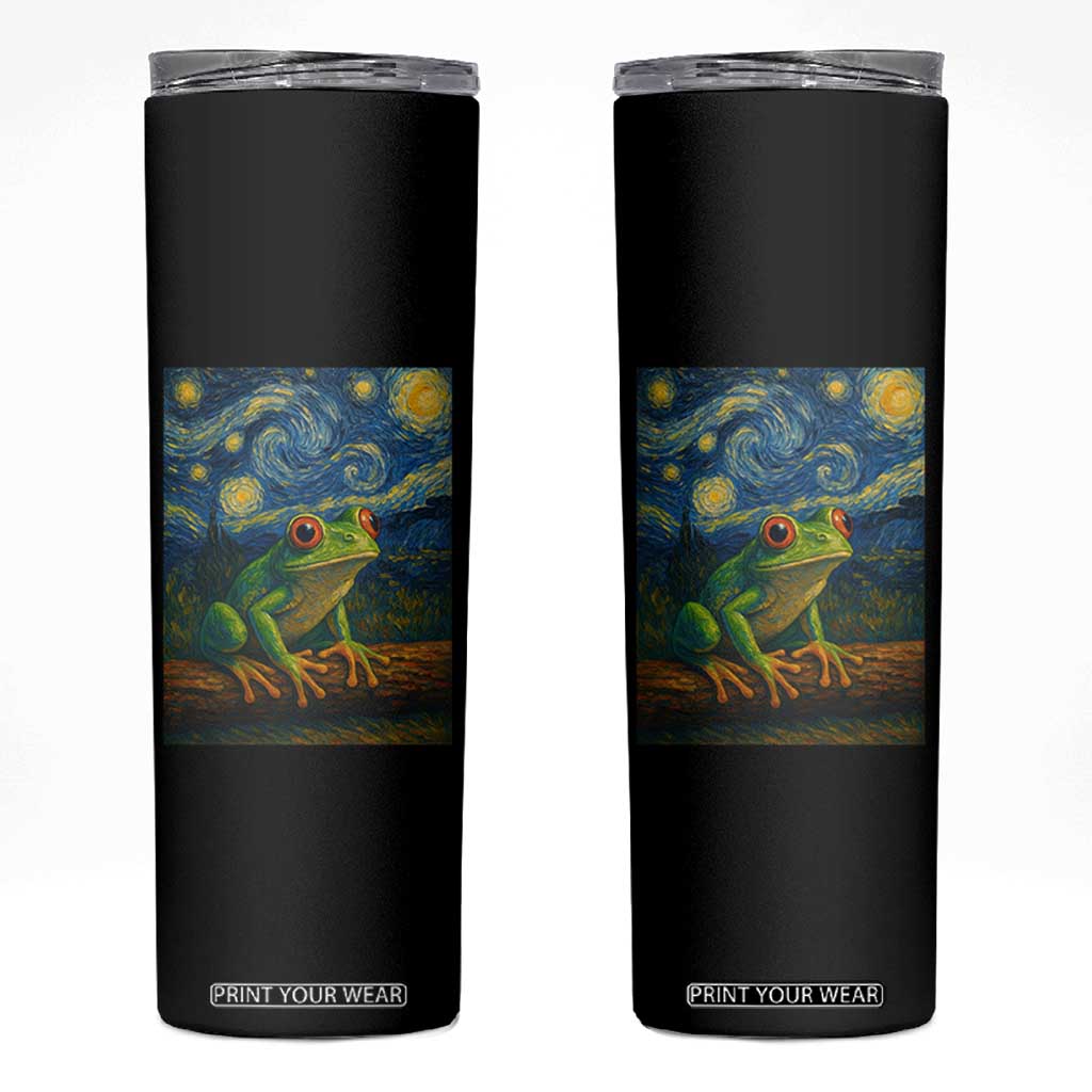 Funny Frog Skinny Tumbler Van Gogh Style Starry Night TS12 Black Print Your Wear