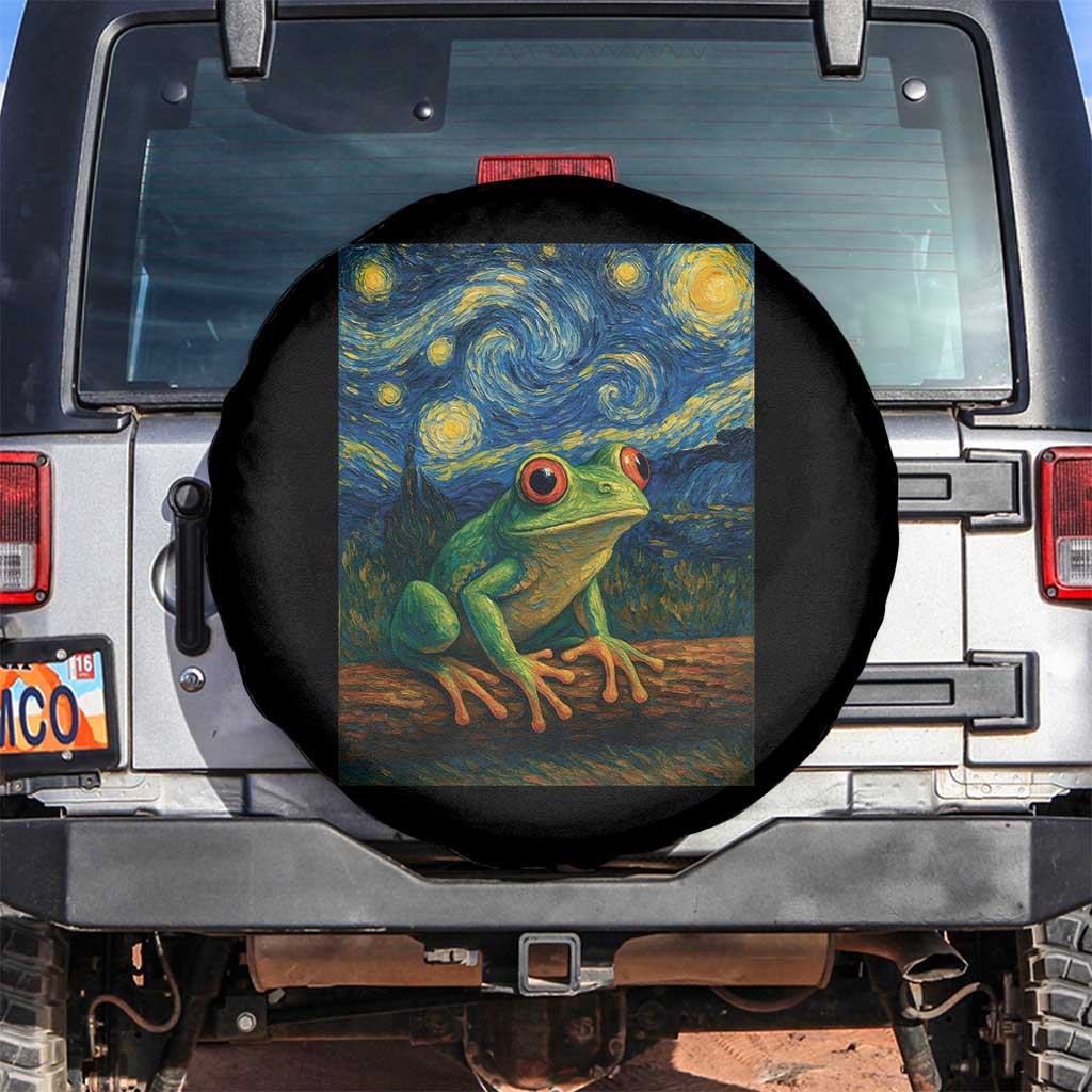 Funny Frog Spare Tire Cover Van Gogh Style Starry Night TS12 No hole Black Print Your Wear