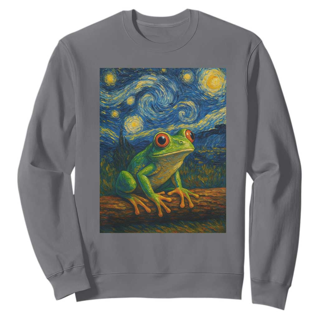 Funny Frog Sweatshirt Van Gogh Style Starry Night TS12 Charcoal Print Your Wear