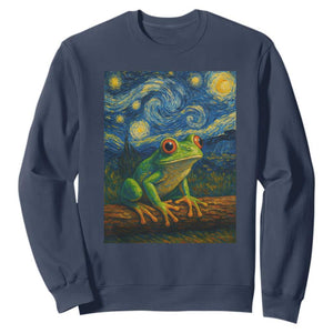Funny Frog Sweatshirt Van Gogh Style Starry Night TS12 Navy Print Your Wear
