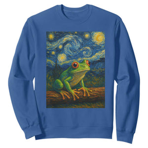 Funny Frog Sweatshirt Van Gogh Style Starry Night TS12 Royal Blue Print Your Wear
