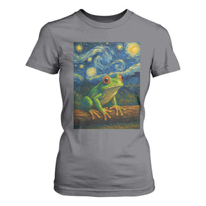 Funny Frog T Shirt For Women Van Gogh Style Starry Night TS12 Charcoal Print Your Wear