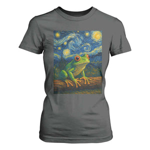 Funny Frog T Shirt For Women Van Gogh Style Starry Night TS12 Dark Heather Print Your Wear