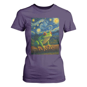 Funny Frog T Shirt For Women Van Gogh Style Starry Night TS12 Purple Print Your Wear