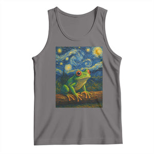Funny Frog Tank Top Van Gogh Style Starry Night TS12 Deep Heather Print Your Wear