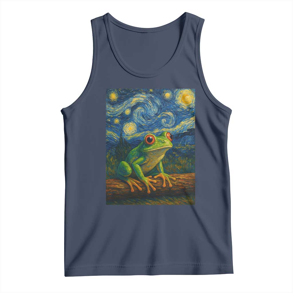 Funny Frog Tank Top Van Gogh Style Starry Night TS12 Navy Print Your Wear