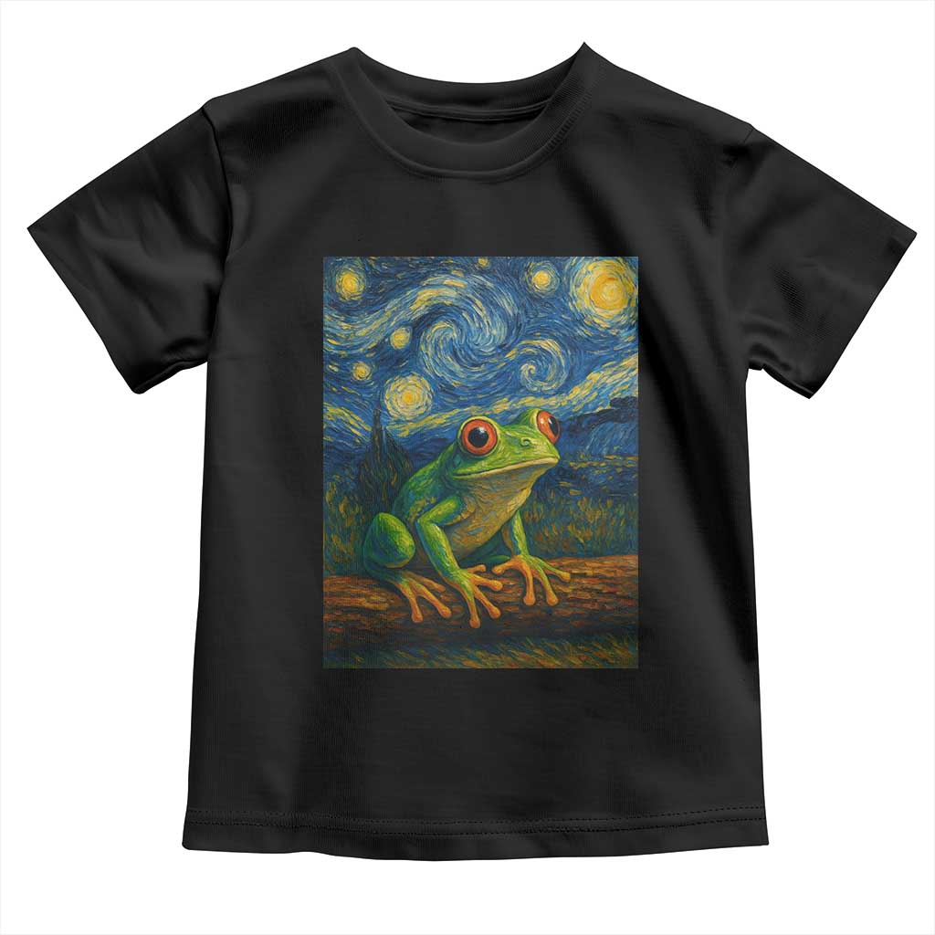Funny Frog Toddler T Shirt Van Gogh Style Starry Night TS12 Black Print Your Wear