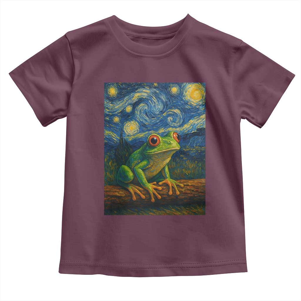 Funny Frog Toddler T Shirt Van Gogh Style Starry Night TS12 Maroon Print Your Wear