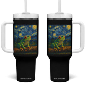 Funny Frog Tumbler With Handle Van Gogh Style Starry Night TS12 One Size: 40 oz Black Print Your Wear