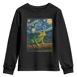 Funny Frog Youth Sweatshirt Van Gogh Style Starry Night TS12 Black Print Your Wear