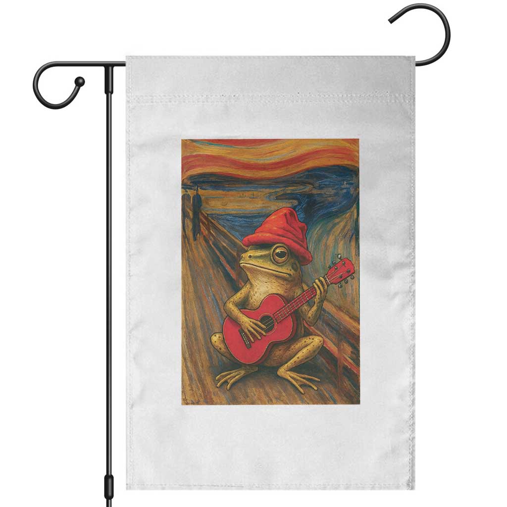 Funny Frog Garden Flag Playing Guitar Van Gogh Starry Night Art Parody TS12 White Print Your Wear