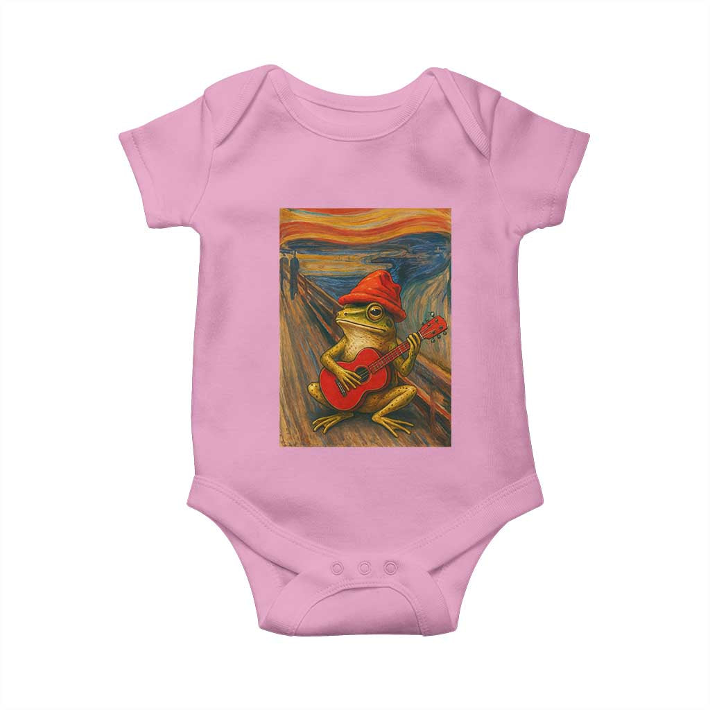 Funny Frog Baby Onesie Playing Guitar Van Gogh Starry Night Art Parody TS12 Light Pink Print Your Wear