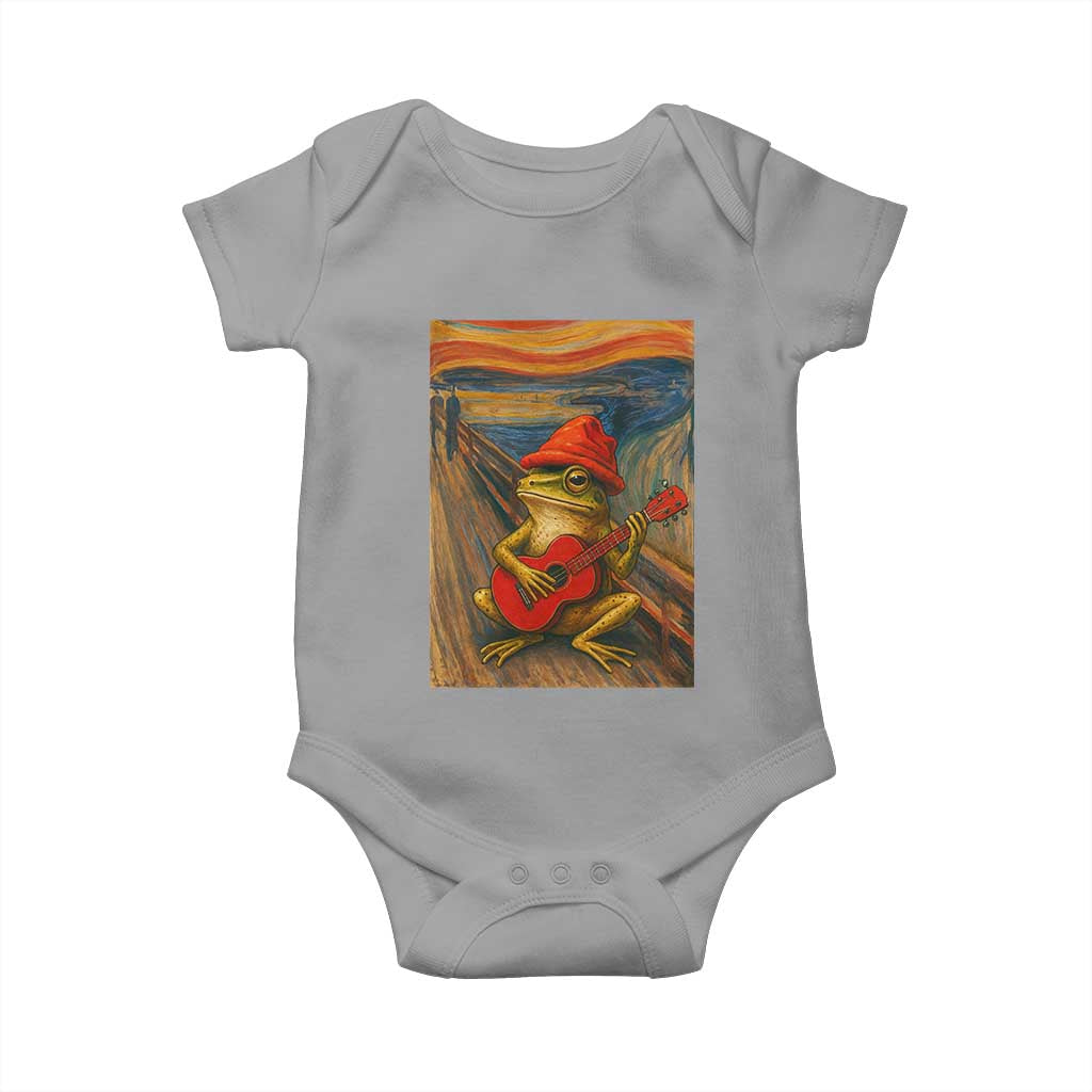 Funny Frog Baby Onesie Playing Guitar Van Gogh Starry Night Art Parody TS12 Sport Gray Print Your Wear