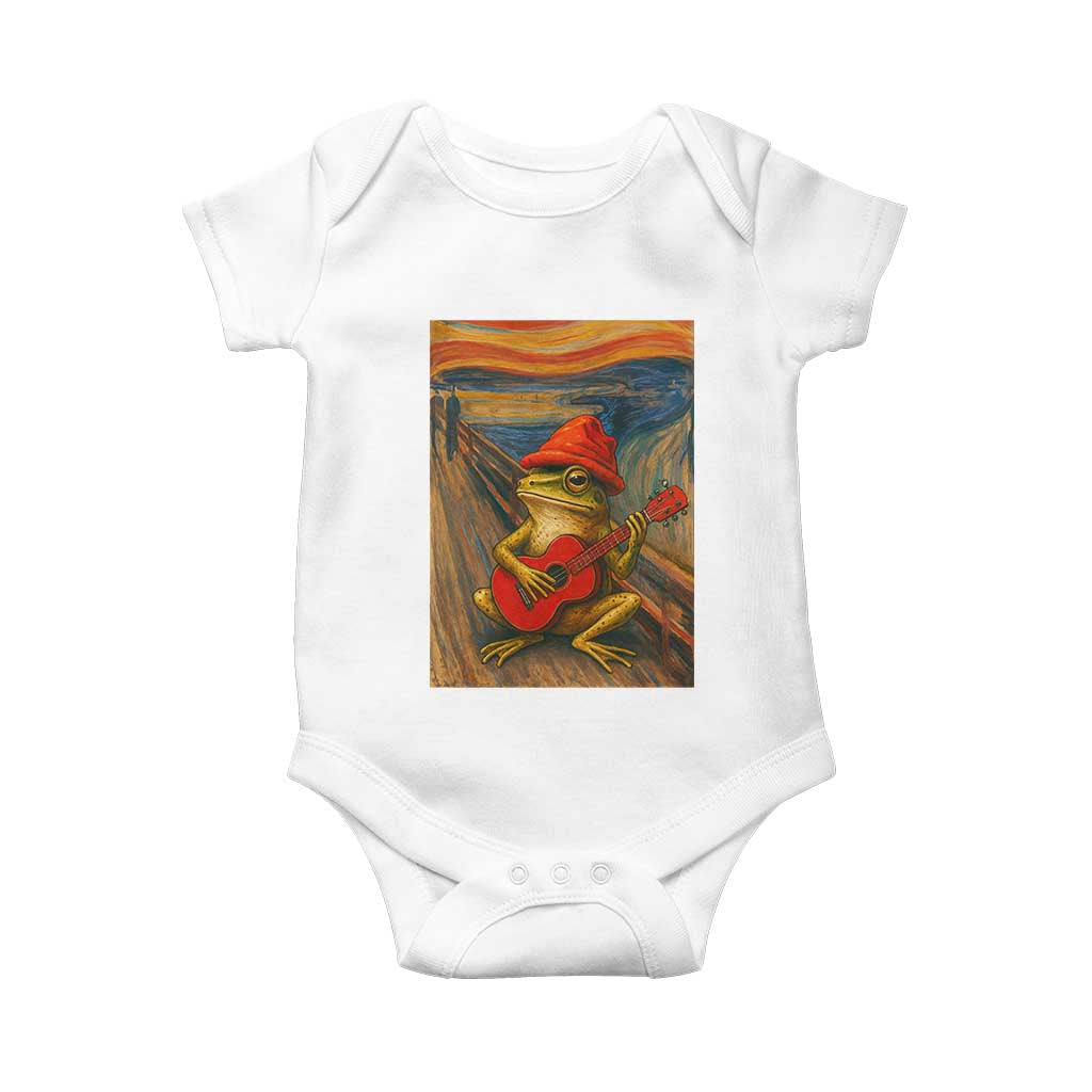 Funny Frog Baby Onesie Playing Guitar Van Gogh Starry Night Art Parody TS12 White Print Your Wear