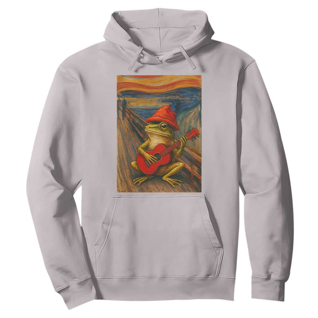 Funny Frog Hoodie Playing Guitar Van Gogh Starry Night Art Parody TS12 Ice Gray Print Your Wear