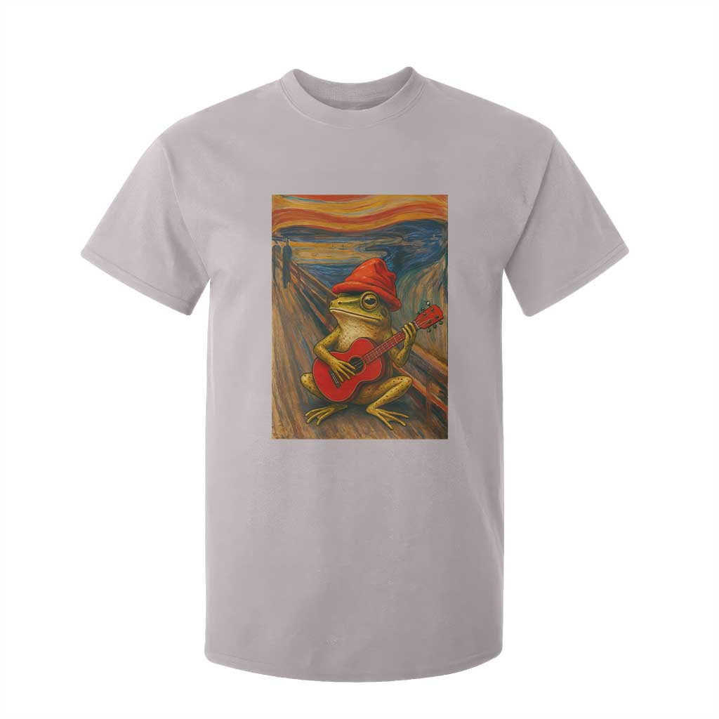 Funny Frog T Shirt For Kid Playing Guitar Van Gogh Starry Night Art Parody TS12 Ice Gray Print Your Wear