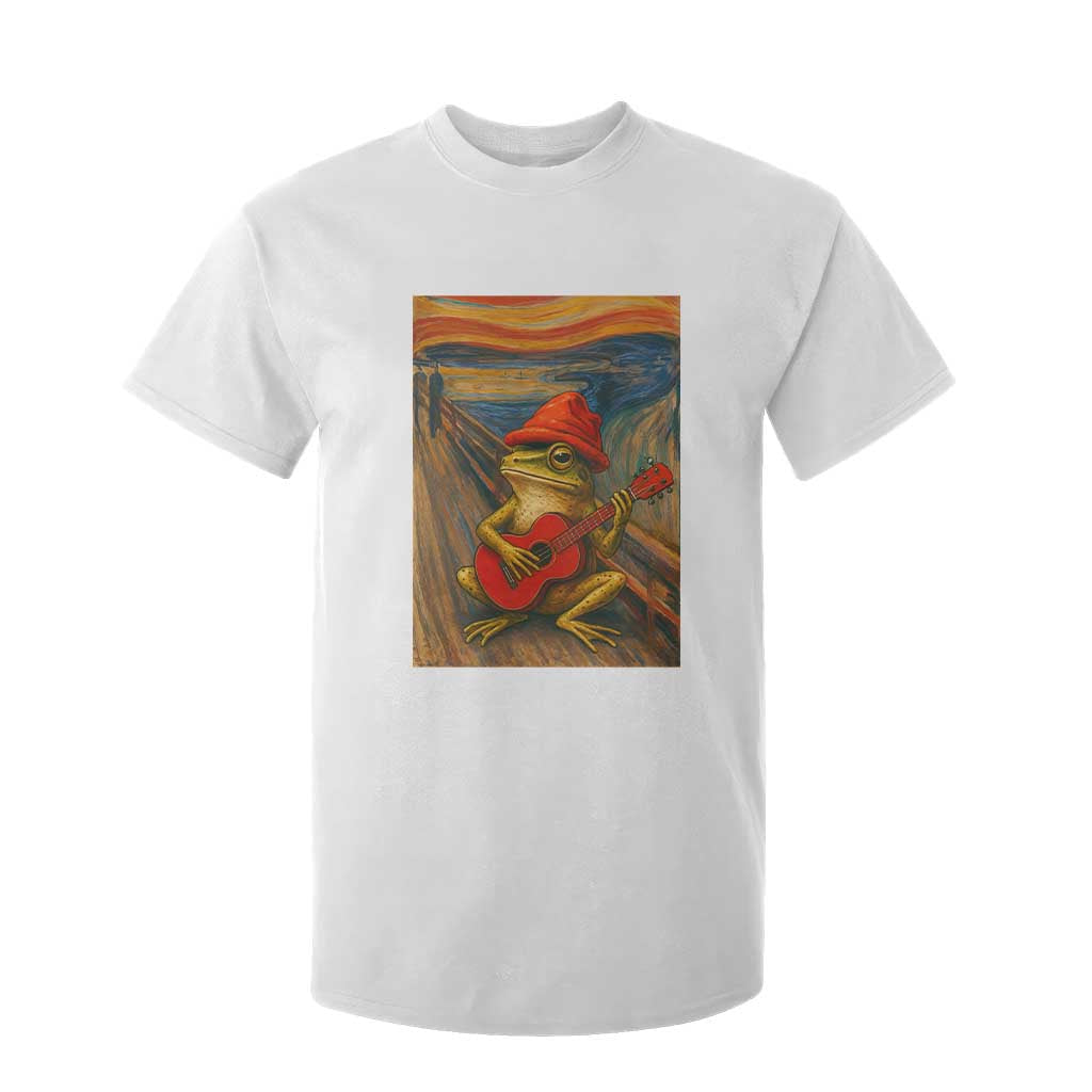 Funny Frog T Shirt For Kid Playing Guitar Van Gogh Starry Night Art Parody TS12 White Print Your Wear