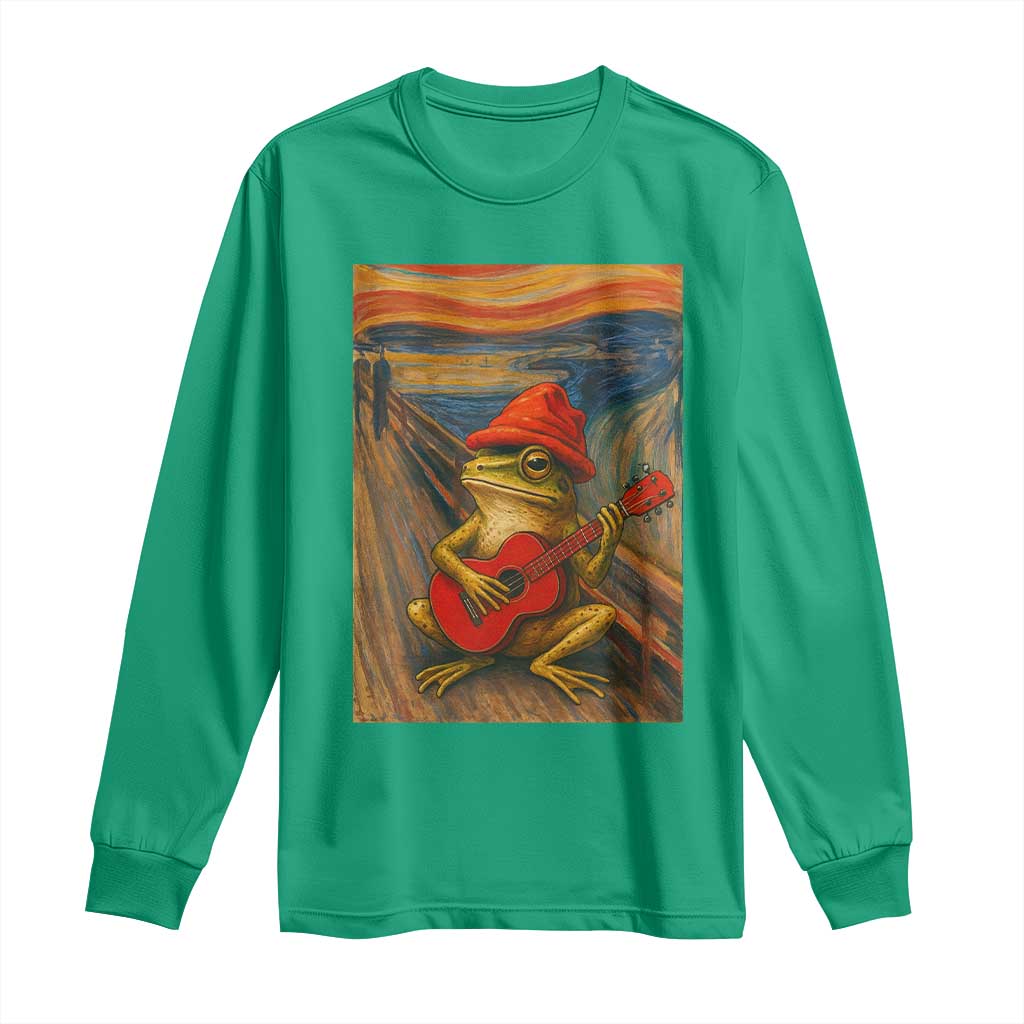Funny Frog Long Sleeve Shirt Playing Guitar Van Gogh Starry Night Art Parody TS12 Irish Green Print Your Wear