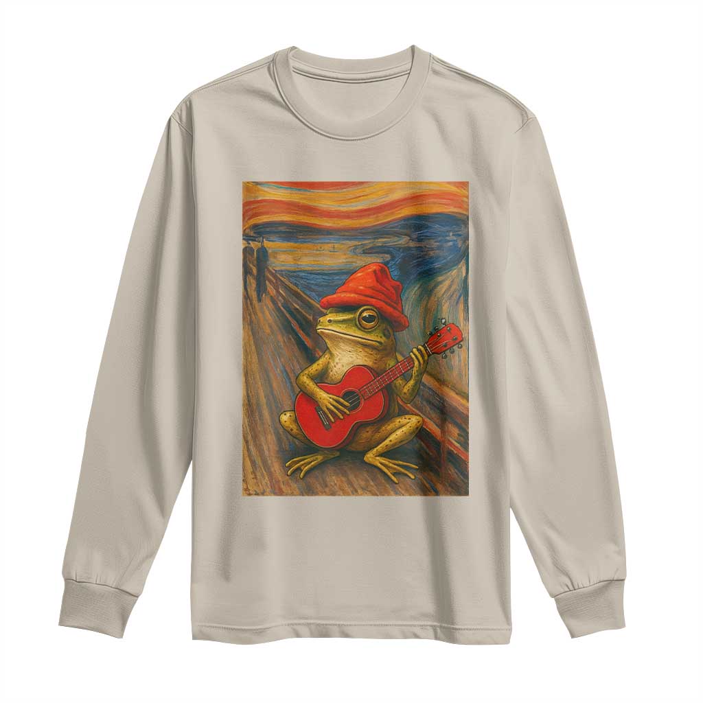 Funny Frog Long Sleeve Shirt Playing Guitar Van Gogh Starry Night Art Parody TS12 Sand Print Your Wear