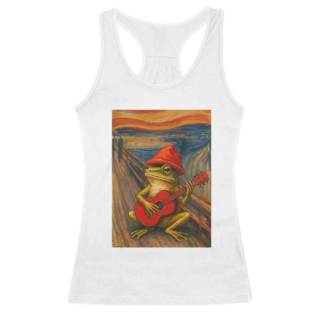 Funny Frog Racerback Tank Top Playing Guitar Van Gogh Starry Night Art Parody TS12 White Print Your Wear