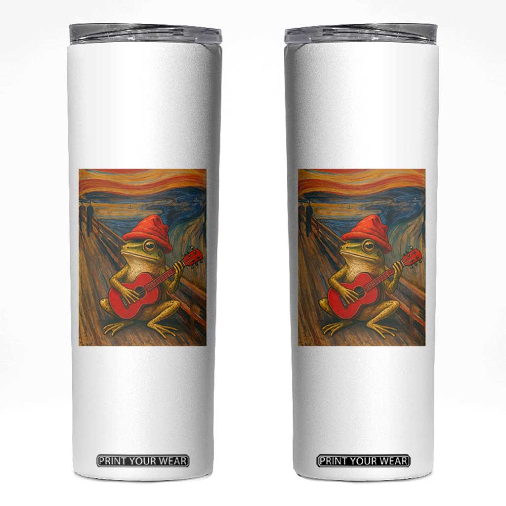 Funny Frog Skinny Tumbler Playing Guitar Van Gogh Starry Night Art Parody TS12 White Print Your Wear