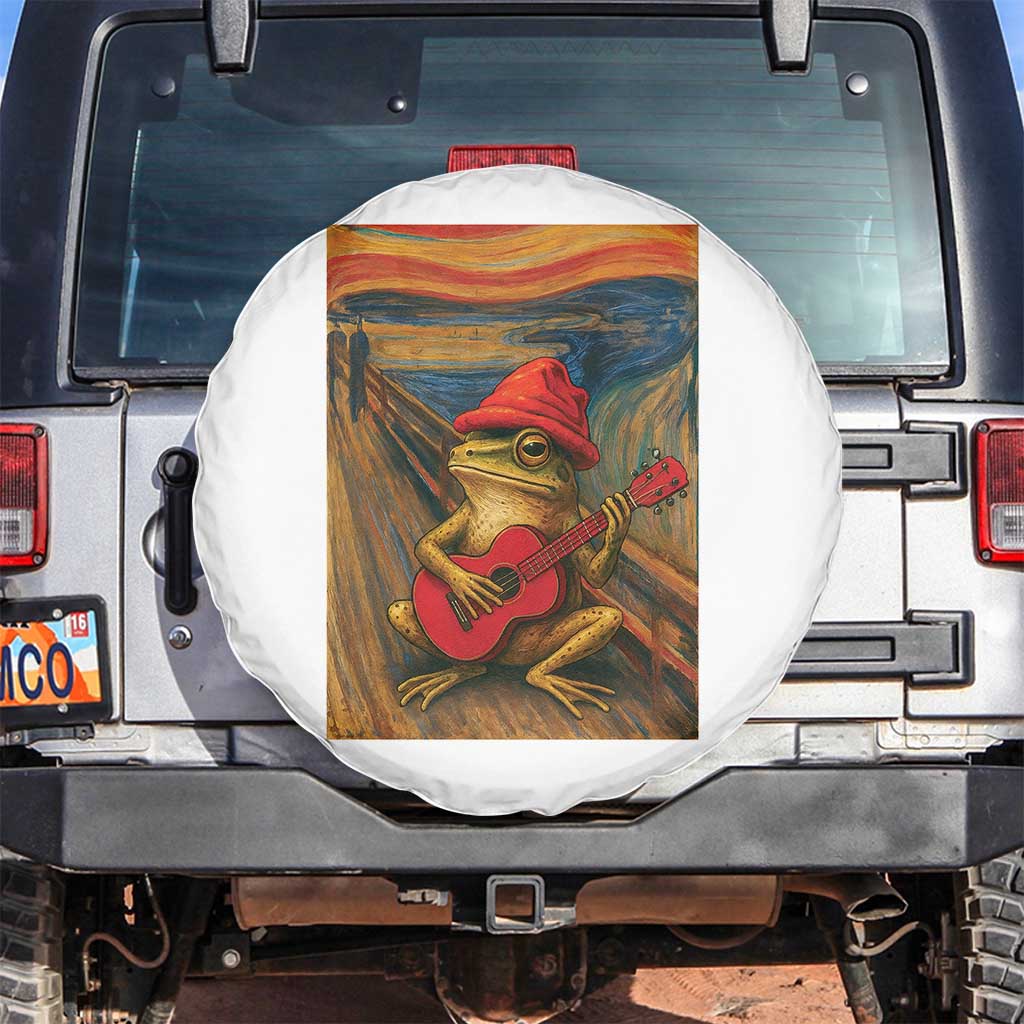 Funny Frog Spare Tire Cover Playing Guitar Van Gogh Starry Night Art Parody TS12 No hole Black Print Your Wear