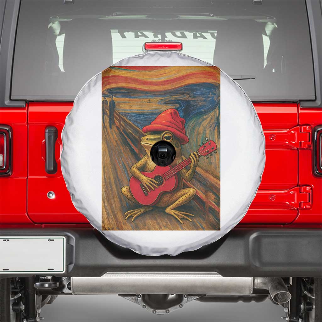 Funny Frog Spare Tire Cover Playing Guitar Van Gogh Starry Night Art Parody TS12 Black Print Your Wear