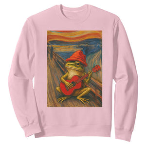 Funny Frog Sweatshirt Playing Guitar Van Gogh Starry Night Art Parody TS12 Light Pink Print Your Wear
